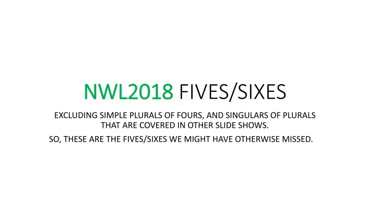 nwl2018 fives sixes