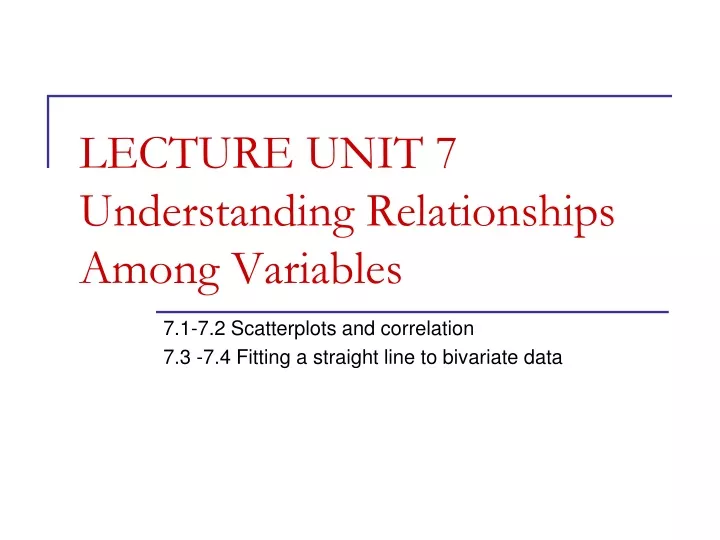 lecture unit 7 understanding relationships among variables