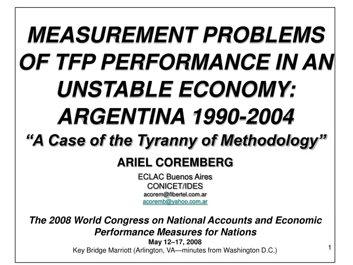 measurement problems of tfp performance