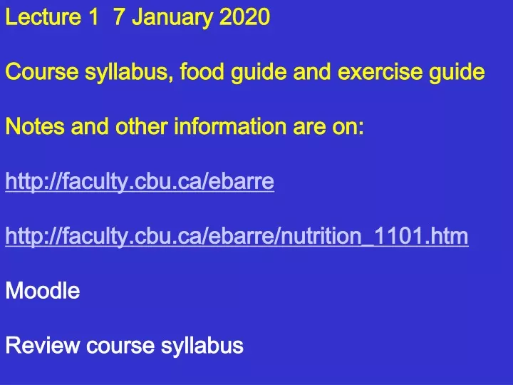 lecture 1 7 january 2020 course syllabus food