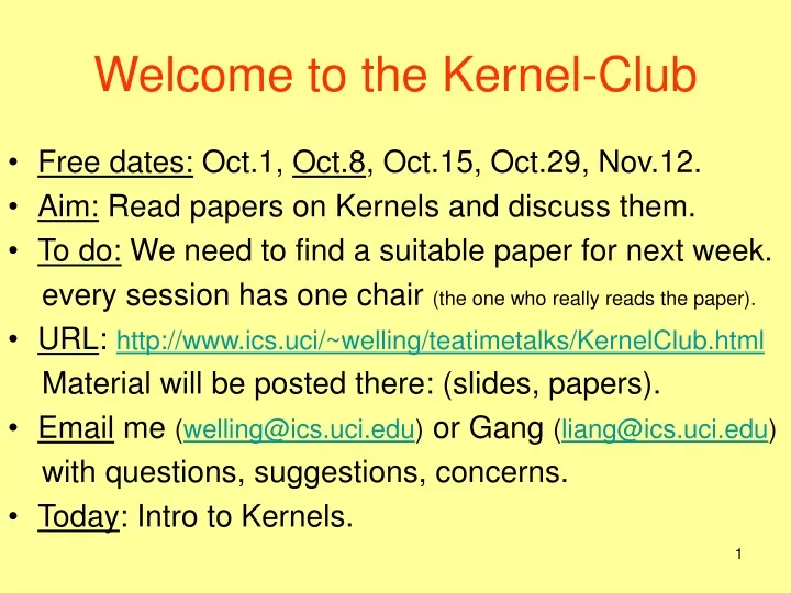 welcome to the kernel club