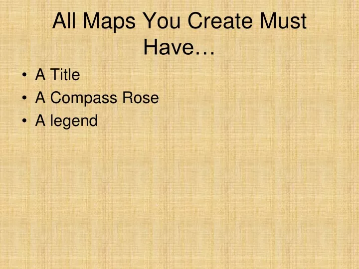 all maps you create must have