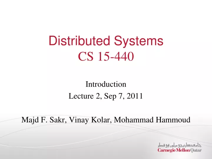 distributed systems cs 15 440