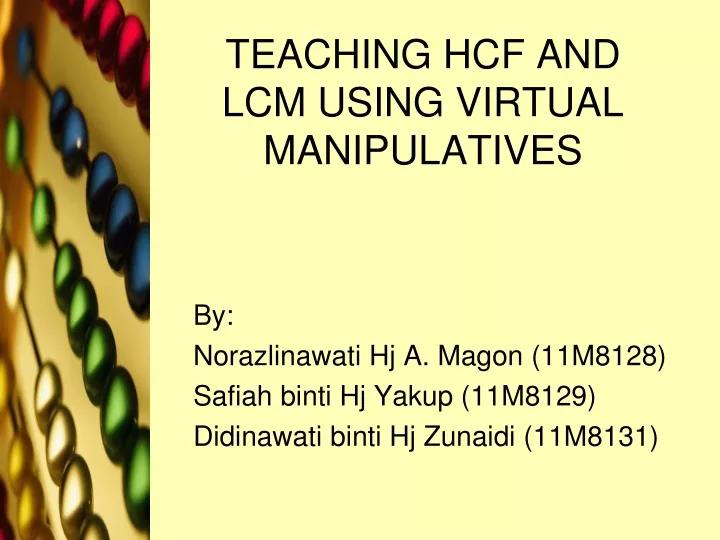 teaching hcf and lcm using virtual manipulatives