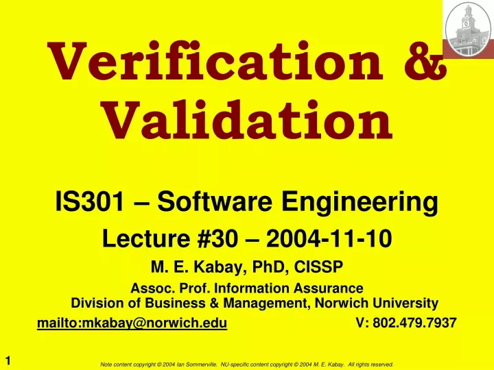 verification validation