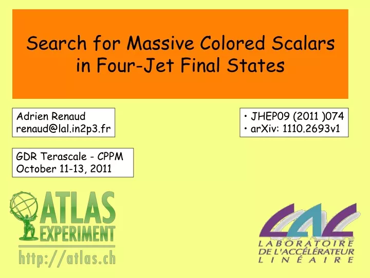 search for massive colored scalars in four jet final states