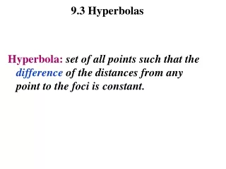 9.3 Hyperbolas