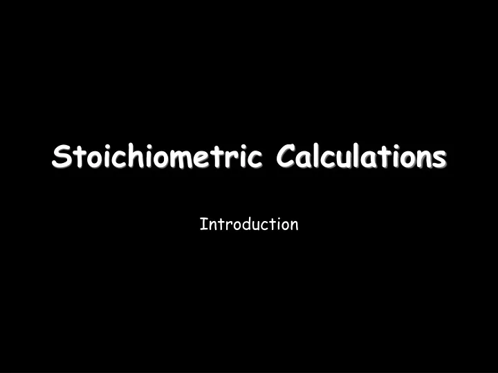 stoichiometric calculations