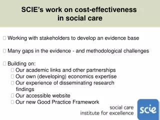 SCIE’s work on cost-effectiveness  in social care