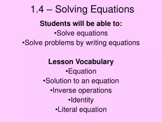 1.4 – Solving Equations