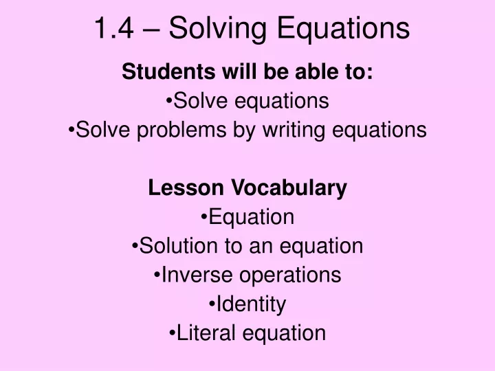 1 4 solving equations