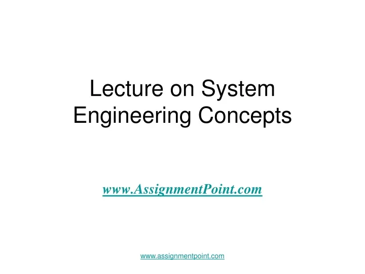 lecture on system engineering concepts