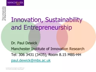 Innovation, Sustainability and Entrepreneurship