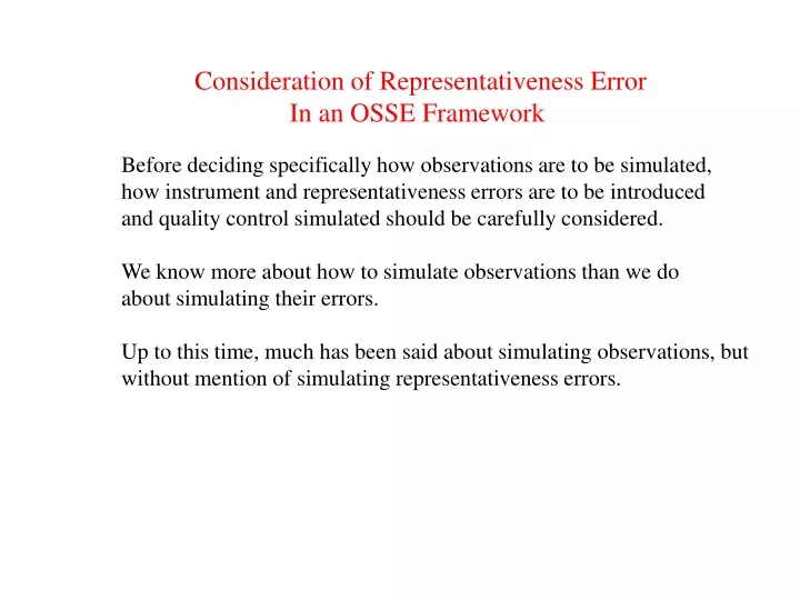 consideration of representativeness error