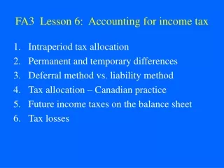 FA3  Lesson 6:  Accounting for income tax
