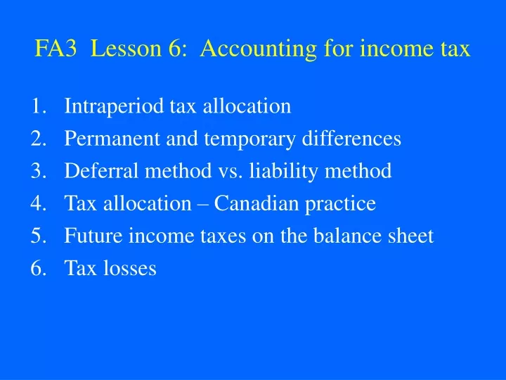 fa3 lesson 6 accounting for income tax