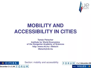 MOBILITY AND ACCESSIBILITY IN CITIES