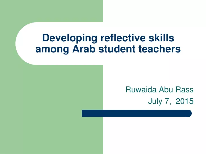 developing reflective skills among arab student teachers