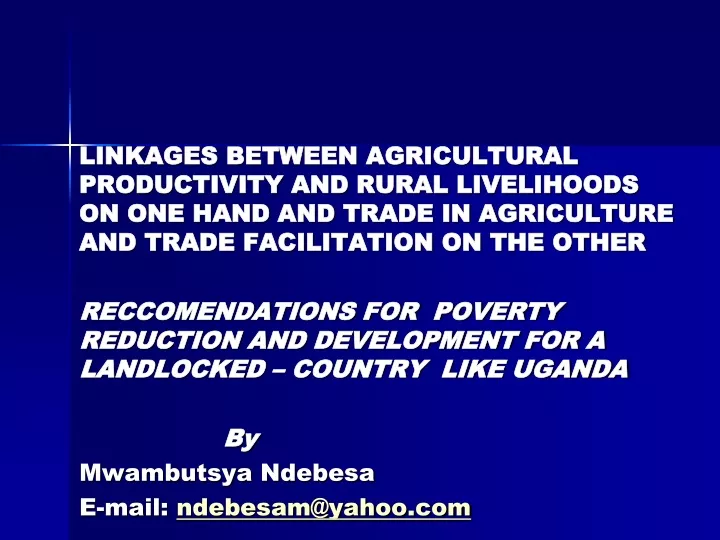 linkages between agricultural productivity