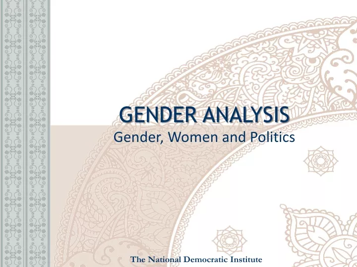 gender analysis gender women and politics