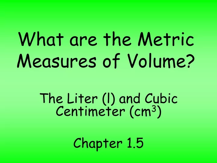 what are the metric measures of volume