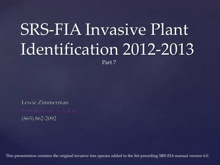 srs fia invasive plant identification 2012 2013