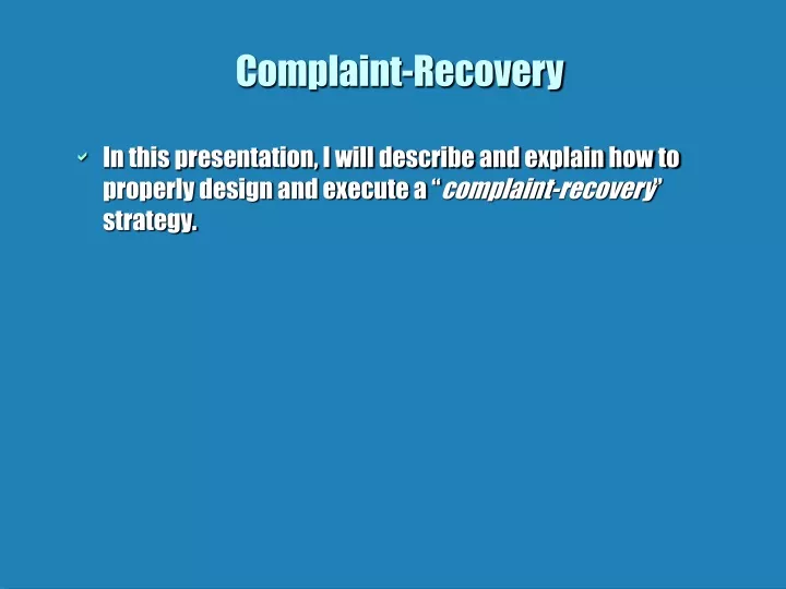 complaint recovery