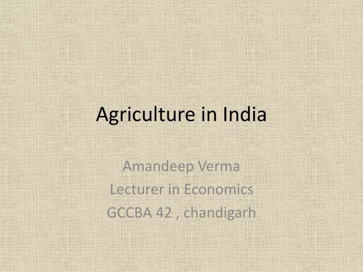 agriculture in india