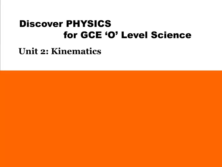 discover physics for gce o level science