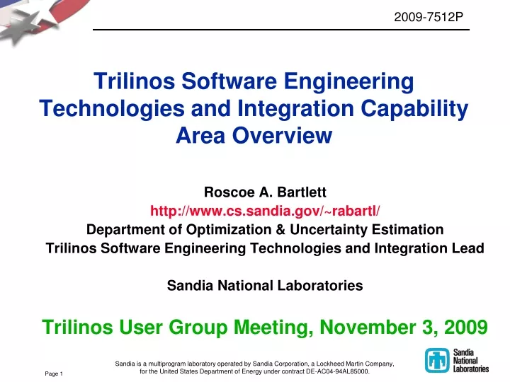 trilinos software engineering technologies and integration capability area overview