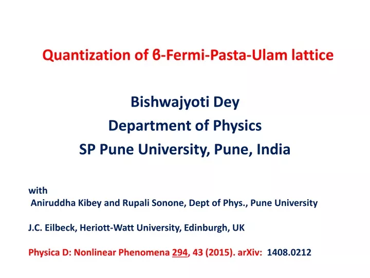 quantization of fermi pasta ulam lattice