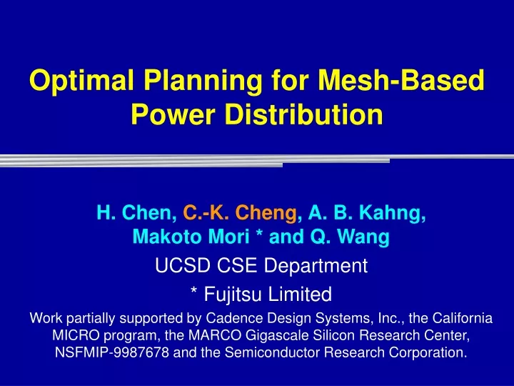 optimal planning for mesh based power distribution