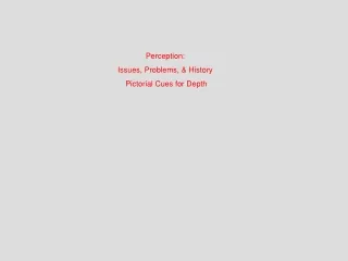 Perception: Issues, Problems, &amp; History  Pictorial Cues for Depth