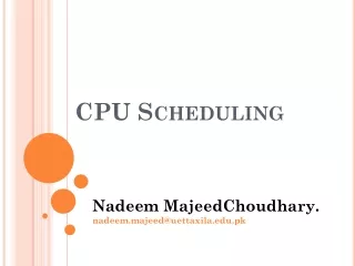 CPU  Scheduling