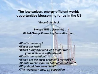 The low-carbon, energy-efficient world:  opportunities blossoming for us in the US Vince Gutschick