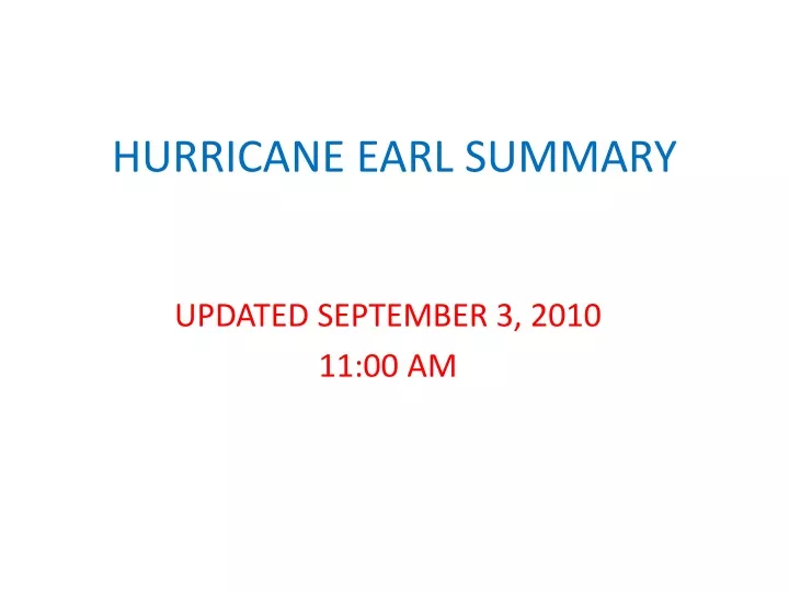 hurricane earl summary