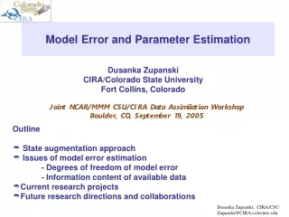 Model Error and Parameter Estimation