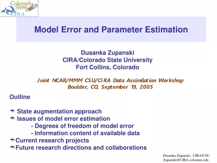 model error and parameter estimation