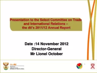 Date :14 November 2012 Director-General Mr Lionel October