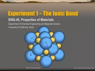 Experiment 1 – The Ionic Bond