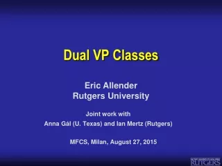 Dual VP Classes