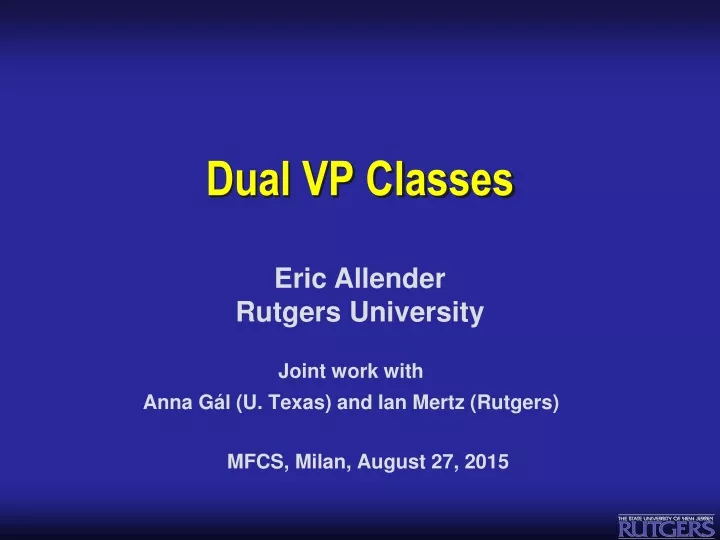 dual vp classes