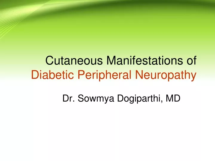 cutaneous manifestations of diabetic peripheral neuropathy