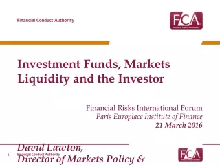 Investment Funds, Markets Liquidity and the Investor Financial Risks International Forum