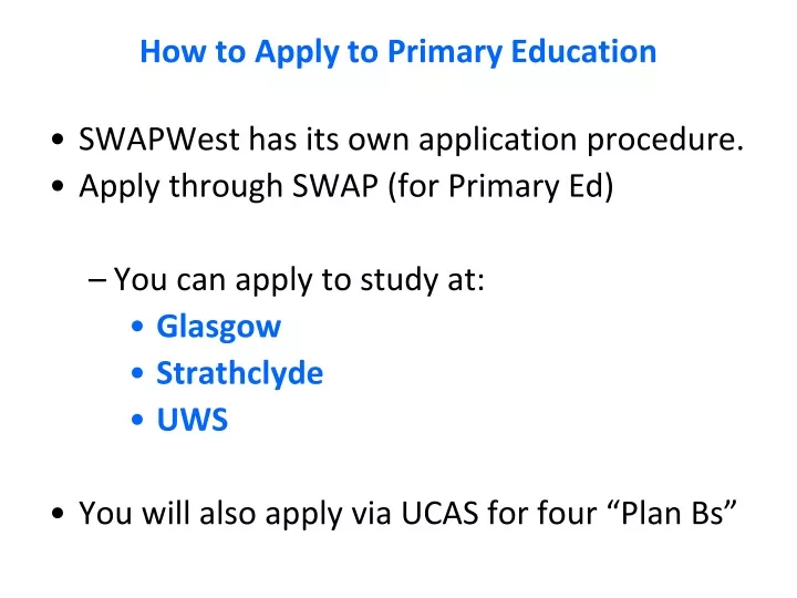 how to apply to primary education