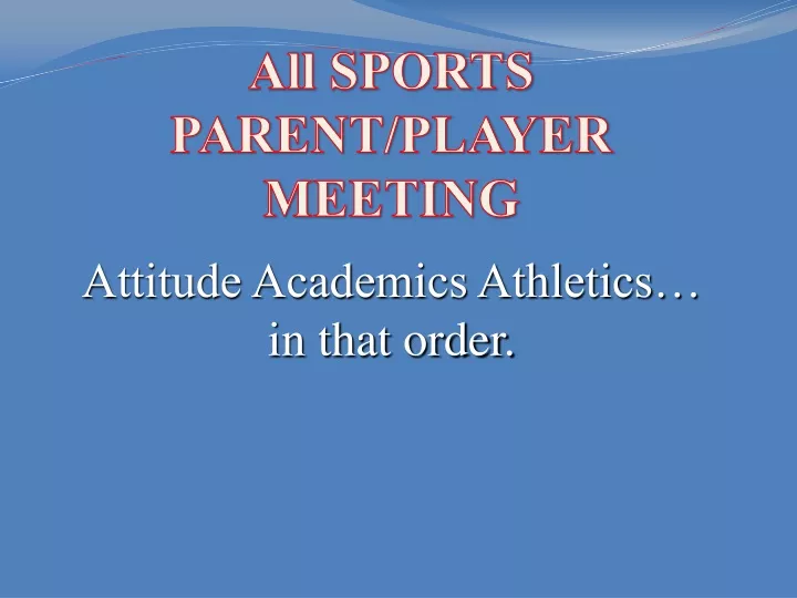 all sports parent player meeting