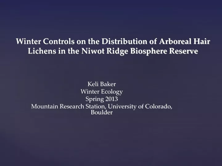 winter controls on the distribution of arboreal