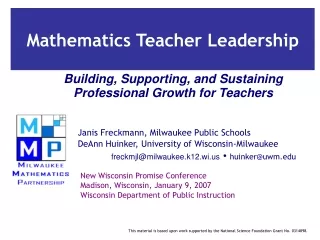 Building, Supporting, and Sustaining Professional Growth for Teachers