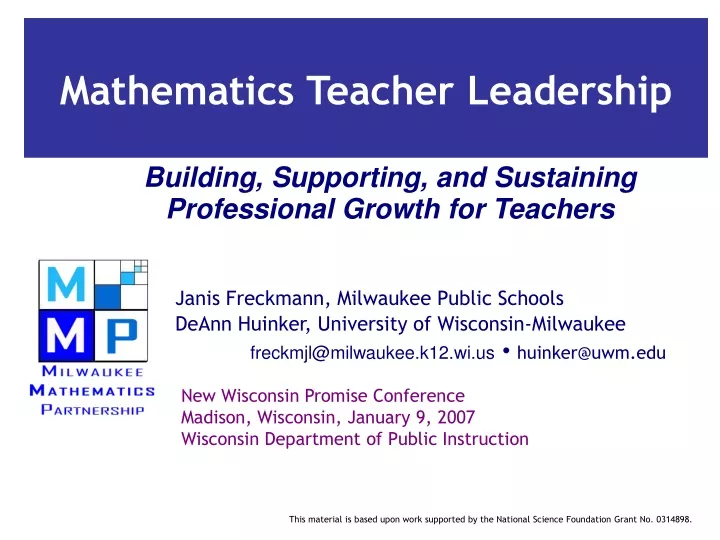 mathematics teacher leadership
