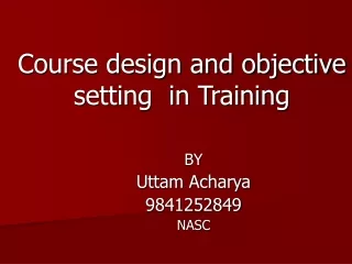 Course design and objective setting  in Training
